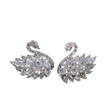 PENDIENTES DE MUJER "SWAN ELEGANCE" CON DIAMANTES EN PLATA Y NEGRO