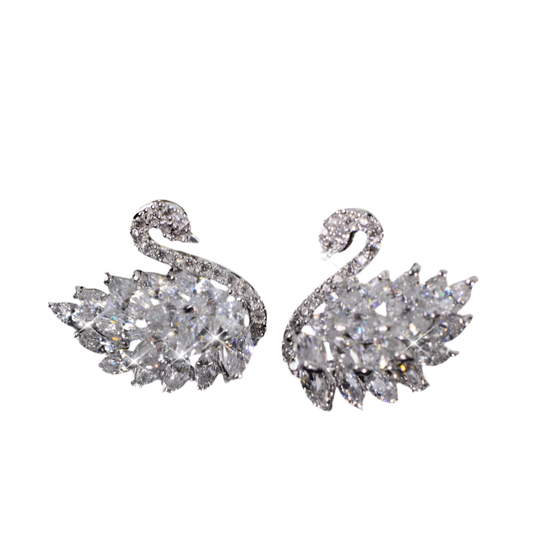 PENDIENTES DE MUJER "SWAN ELEGANCE" CON DIAMANTES EN PLATA Y NEGRO