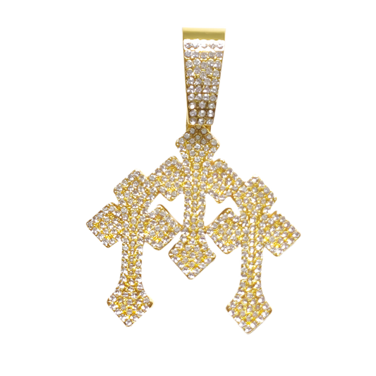 COLGANTE CRUZ TRIPLE BRILLANTE CON DIAMANTES