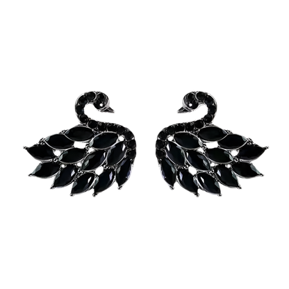 PENDIENTES DE MUJER "SWAN ELEGANCE" CON DIAMANTES EN PLATA Y NEGRO