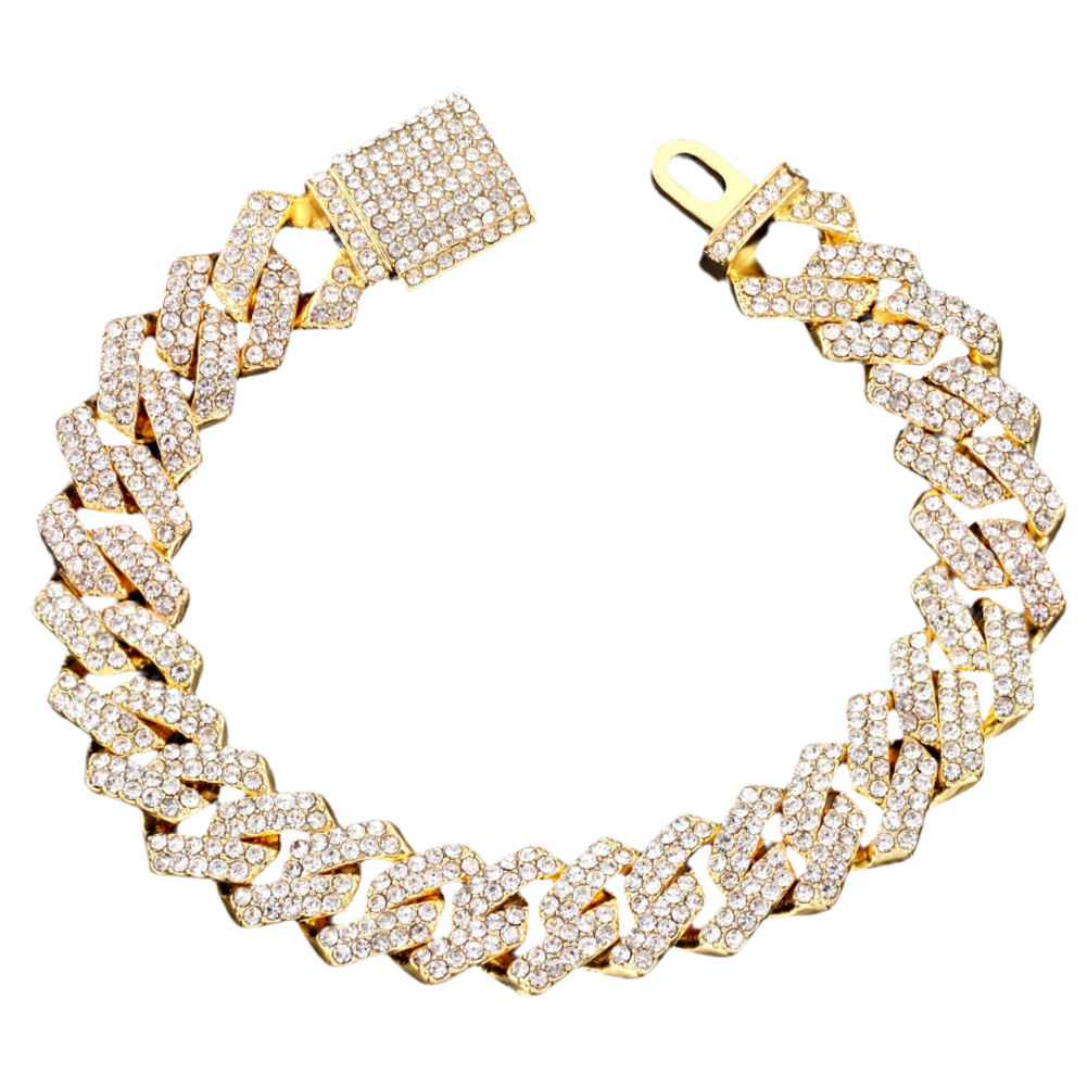 PULSERA CUBANA ICED OUT-PLATA Y ORO