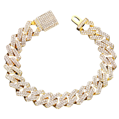 PULSERA CUBANA ICED OUT-PLATA Y ORO