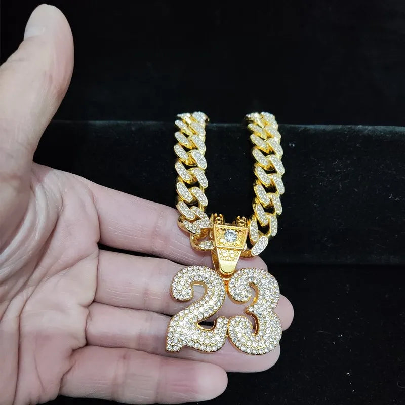 CADENA CUBANA "23"-ORO CON DIAMANTES